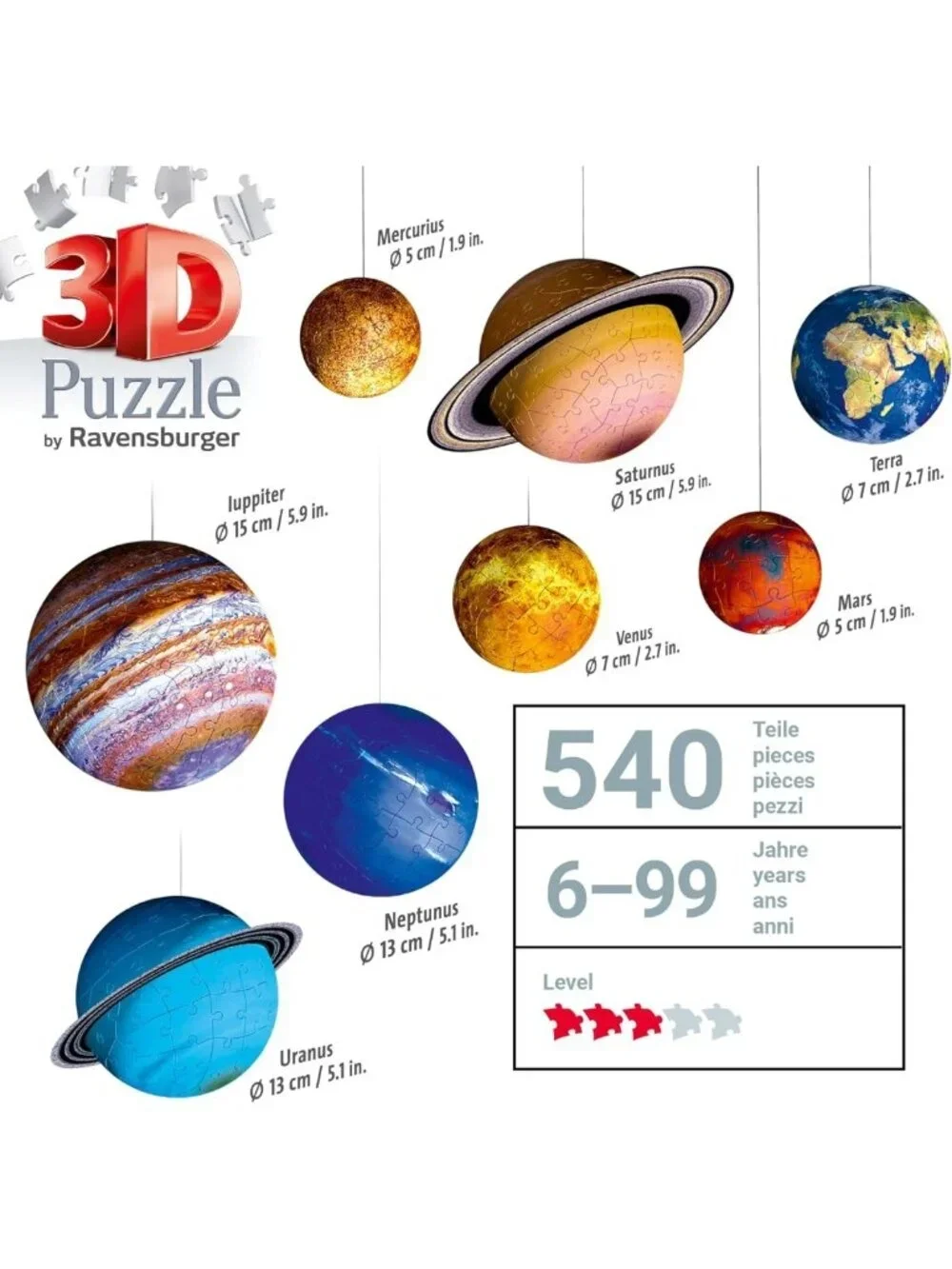 3D Solar System Jigsaw Puzzle 540 Pieces - Fun for Kids & Adults - Easy Click